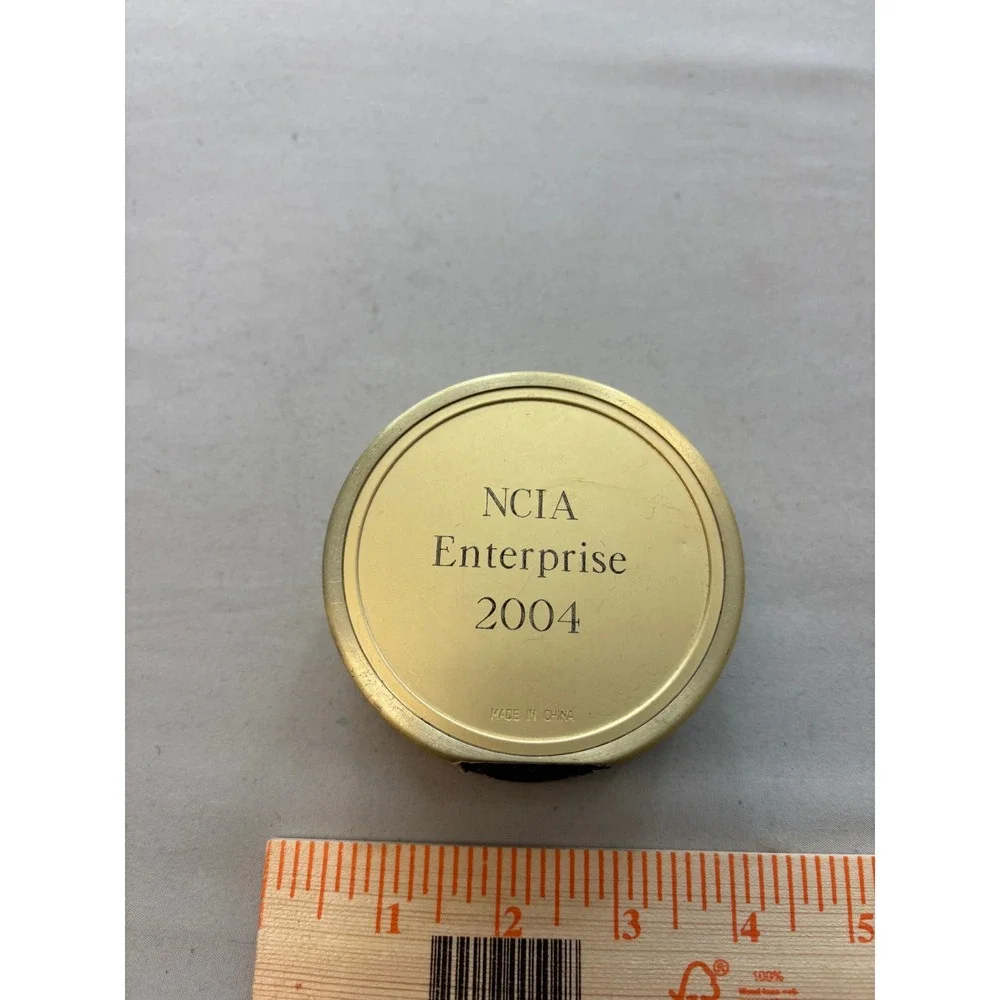 Vintage NCIA Enterprise 2004 Brass Desk Clock Gold Tone Round Executive Decor
